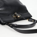 BVLGARI Hand Bag Leather 2way Black Gold Auth 133425-6