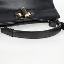 BVLGARI Hand Bag Leather 2way Black Gold Auth 133425-7