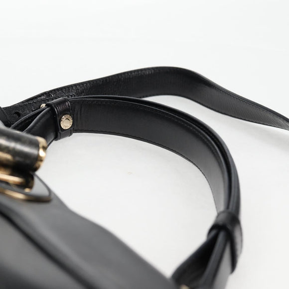 BVLGARI Hand Bag Leather 2way Black Gold Auth 133425