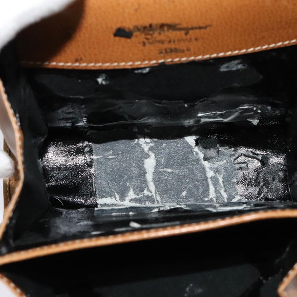 Salvatore Ferragamo Shoulder Bag Leather Beige Gold Auth 133427