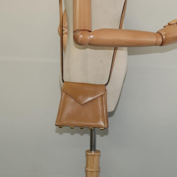 Salvatore Ferragamo Shoulder Bag Leather Beige Gold Auth 133427