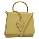LOEWE Anagram Hand Bag Leather 2way Gold Yellow Auth 133432-1