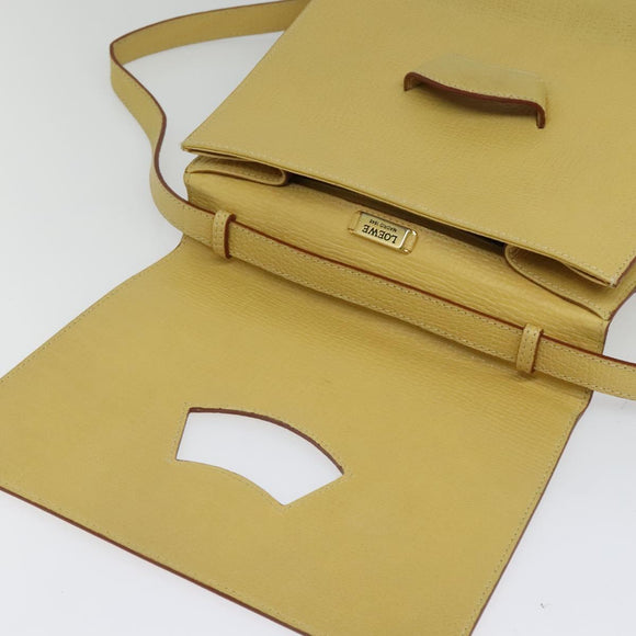 LOEWE Anagram Hand Bag Leather 2way Gold Yellow Auth 133432