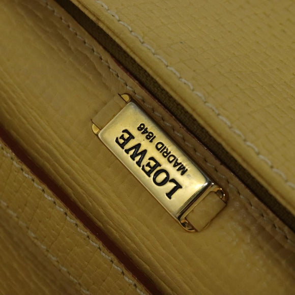 LOEWE Anagram Hand Bag Leather 2way Gold Yellow Auth 133432