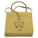 LOEWE Anagram Hand Bag Leather 2way Gold Yellow Auth 133432-13