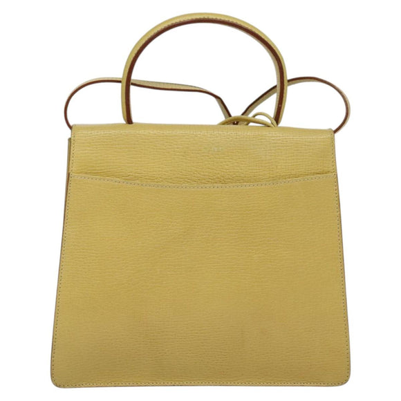 LOEWE Anagram Hand Bag Leather 2way Gold Yellow Auth 133432