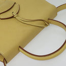LOEWE Anagram Hand Bag Leather 2way Gold Yellow Auth 133432-6