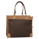 CELINE Macadam Canvas Hand Bag PVC Leather Brown Gold Auth 133434-1