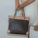 CELINE Macadam Canvas Hand Bag PVC Leather Brown Gold Auth 133434-20