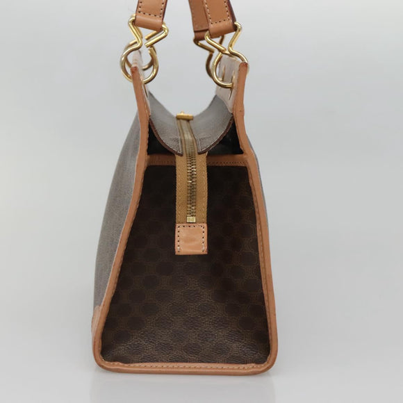 CELINE Macadam Canvas Hand Bag PVC Leather Brown Gold Auth 133434