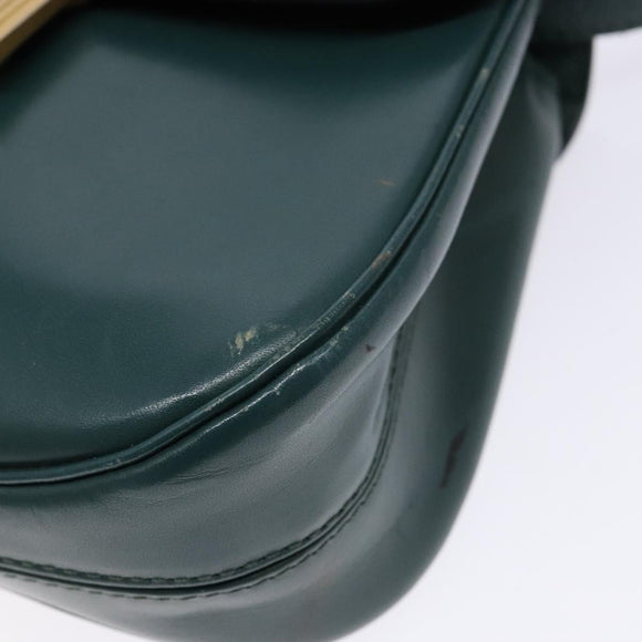 BALLY Shoulder Bag Leather Green Gold Auth 133436