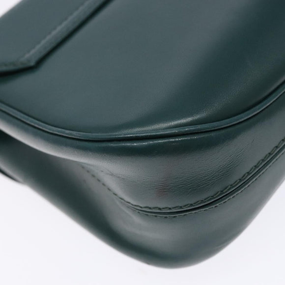 BALLY Shoulder Bag Leather Green Gold Auth 133436