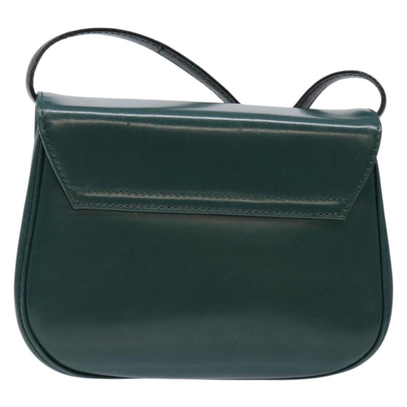 BALLY Shoulder Bag Leather Green Gold Auth 133436