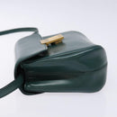 BALLY Shoulder Bag Leather Green Gold Auth 133436-4