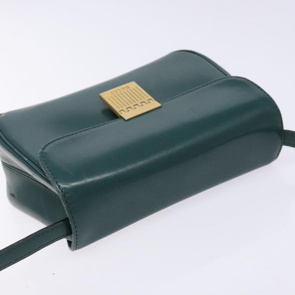BALLY Shoulder Bag Leather Green Gold Auth 133436