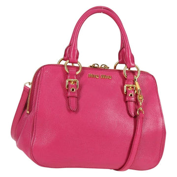 Miu Miu Hand Bag Leather 2way Pink Gold Auth 133439V