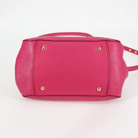 Miu Miu Hand Bag Leather 2way Pink Gold Auth 133439V