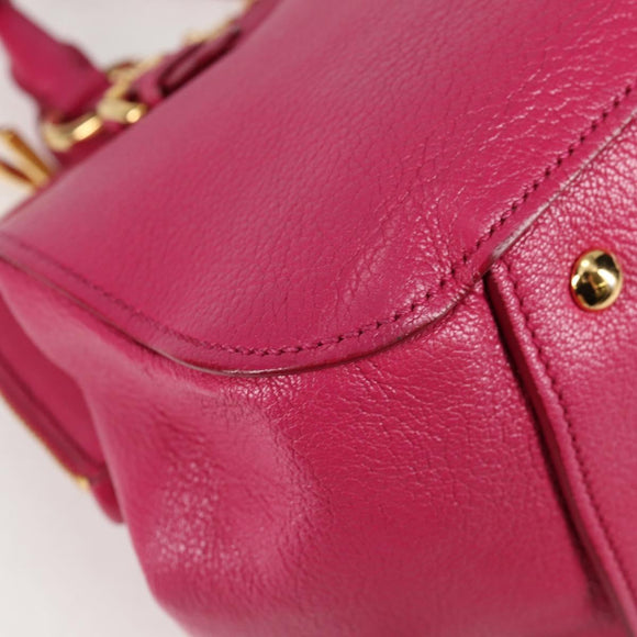 Miu Miu Hand Bag Leather 2way Pink Gold Auth 133439V