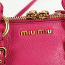 Miu Miu Hand Bag Leather 2way Pink Gold Auth 133439V-16