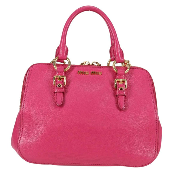 Miu Miu Hand Bag Leather 2way Pink Gold Auth 133439V