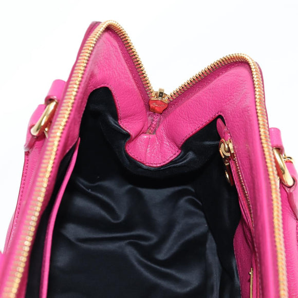 Miu Miu Hand Bag Leather 2way Pink Gold Auth 133439V