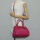 Miu Miu Hand Bag Leather 2way Pink Gold Auth 133439V-26