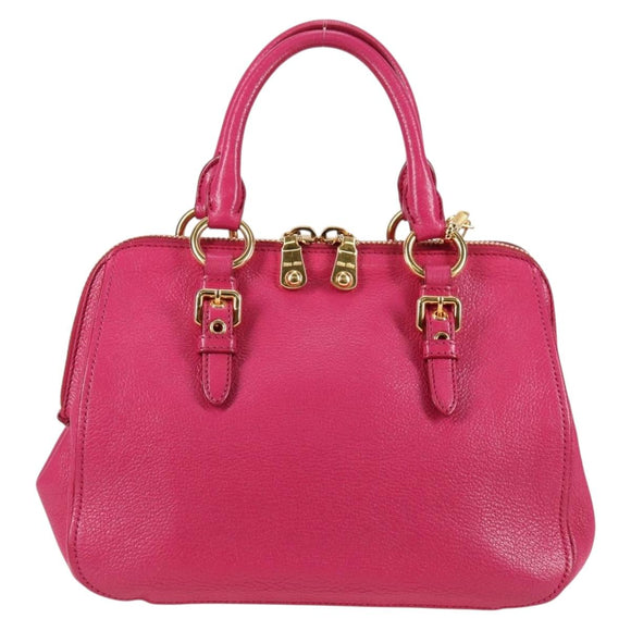 Miu Miu Hand Bag Leather 2way Pink Gold Auth 133439V