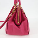 Miu Miu Hand Bag Leather 2way Pink Gold Auth 133439V-4