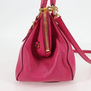 Miu Miu Hand Bag Leather 2way Pink Gold Auth 133439V-5
