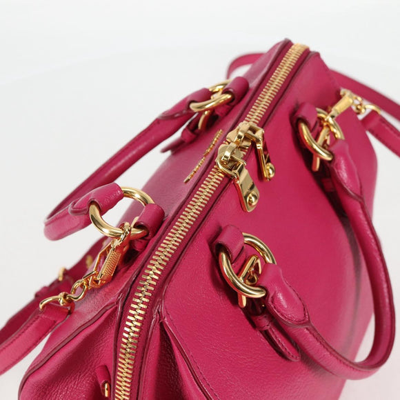 Miu Miu Hand Bag Leather 2way Pink Gold Auth 133439V