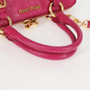 Miu Miu Hand Bag Leather 2way Pink Gold Auth 133439V-7
