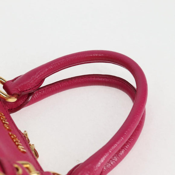 Miu Miu Hand Bag Leather 2way Pink Gold Auth 133439V