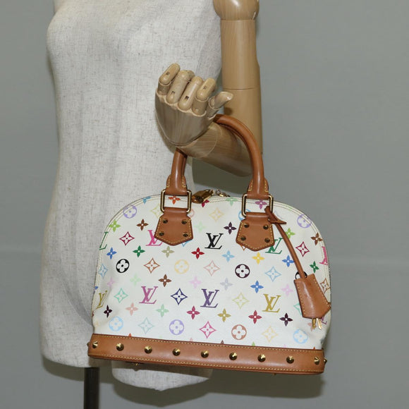 LOUIS VUITTON Monogram Multicolor Alma Hand Bag White M92647 LV Auth 133443V