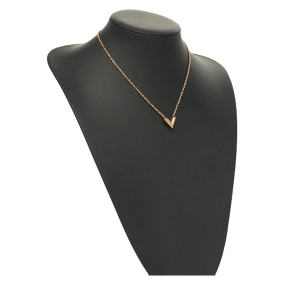 LOUIS VUITTON Essential V Necklace Gold M61083 LV Auth 133449