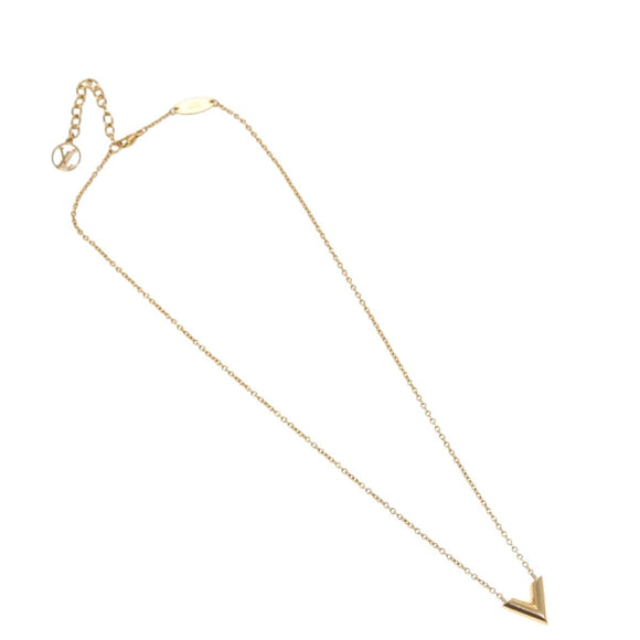 LOUIS VUITTON Essential V Necklace Gold M61083 LV Auth 133449