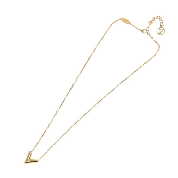 LOUIS VUITTON Essential V Necklace Gold M61083 LV Auth 133449