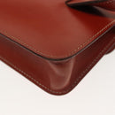 HERMES Pochette Green Waist bag Leather Brown Gold Auth 133470-16