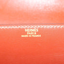HERMES Pochette Green Waist bag Leather Brown Gold Auth 133470-18