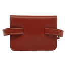 HERMES Pochette Green Waist bag Leather Brown Gold Auth 133470-2