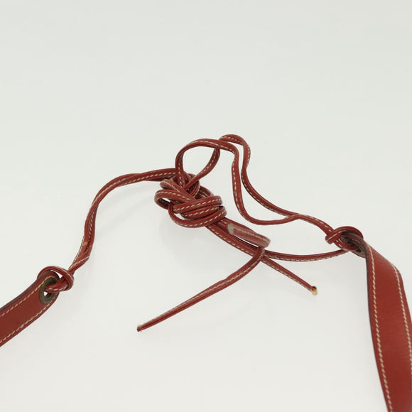 HERMES Pochette Green Waist bag Leather Brown Gold Auth 133470