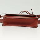 HERMES Pochette Green Waist bag Leather Brown Gold Auth 133470-5