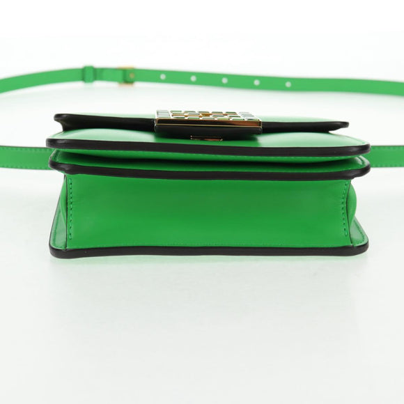 FENDI Fab Shoulder Bag Leather Green Gold Auth 133473M