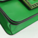 FENDI Fab Shoulder Bag Leather Green Gold Auth 133473M-15
