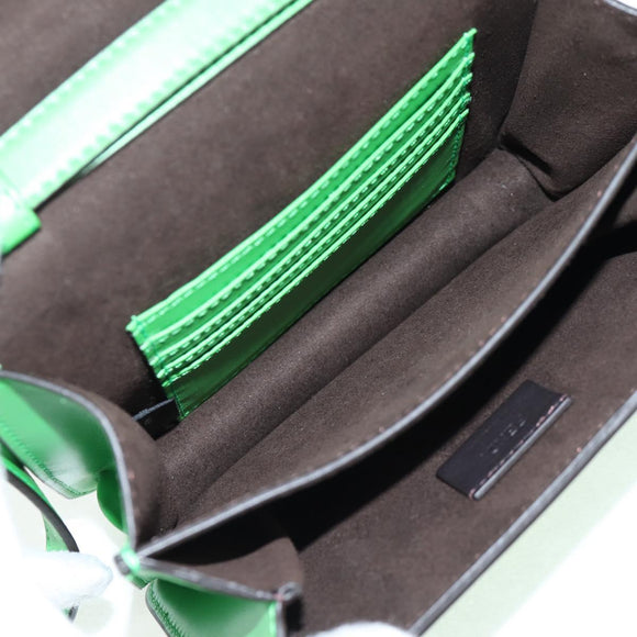 FENDI Fab Shoulder Bag Leather Green Gold Auth 133473M