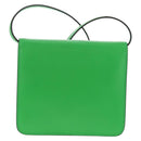 FENDI Fab Shoulder Bag Leather Green Gold Auth 133473M-3