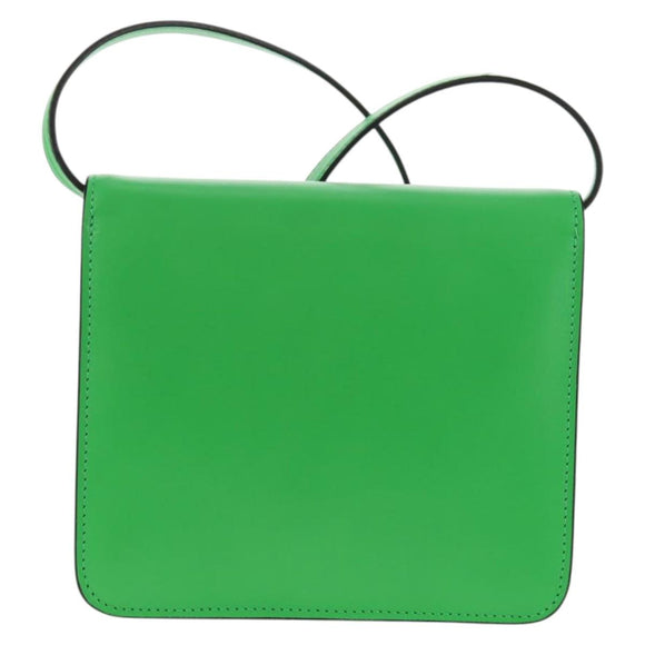 FENDI Fab Shoulder Bag Leather Green Gold Auth 133473M