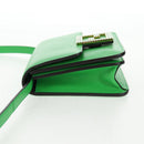 FENDI Fab Shoulder Bag Leather Green Gold Auth 133473M-4