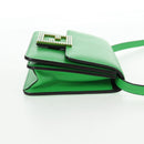 FENDI Fab Shoulder Bag Leather Green Gold Auth 133473M-5