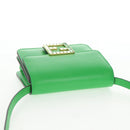 FENDI Fab Shoulder Bag Leather Green Gold Auth 133473M-7