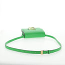 FENDI Fab Shoulder Bag Leather Green Gold Auth 133473M-8